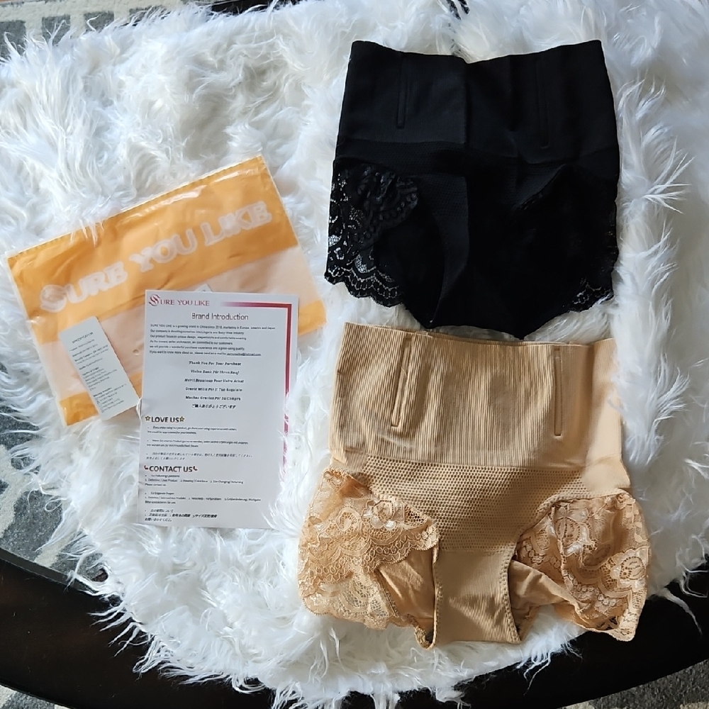 Black and Tan Lace Shapewear Set